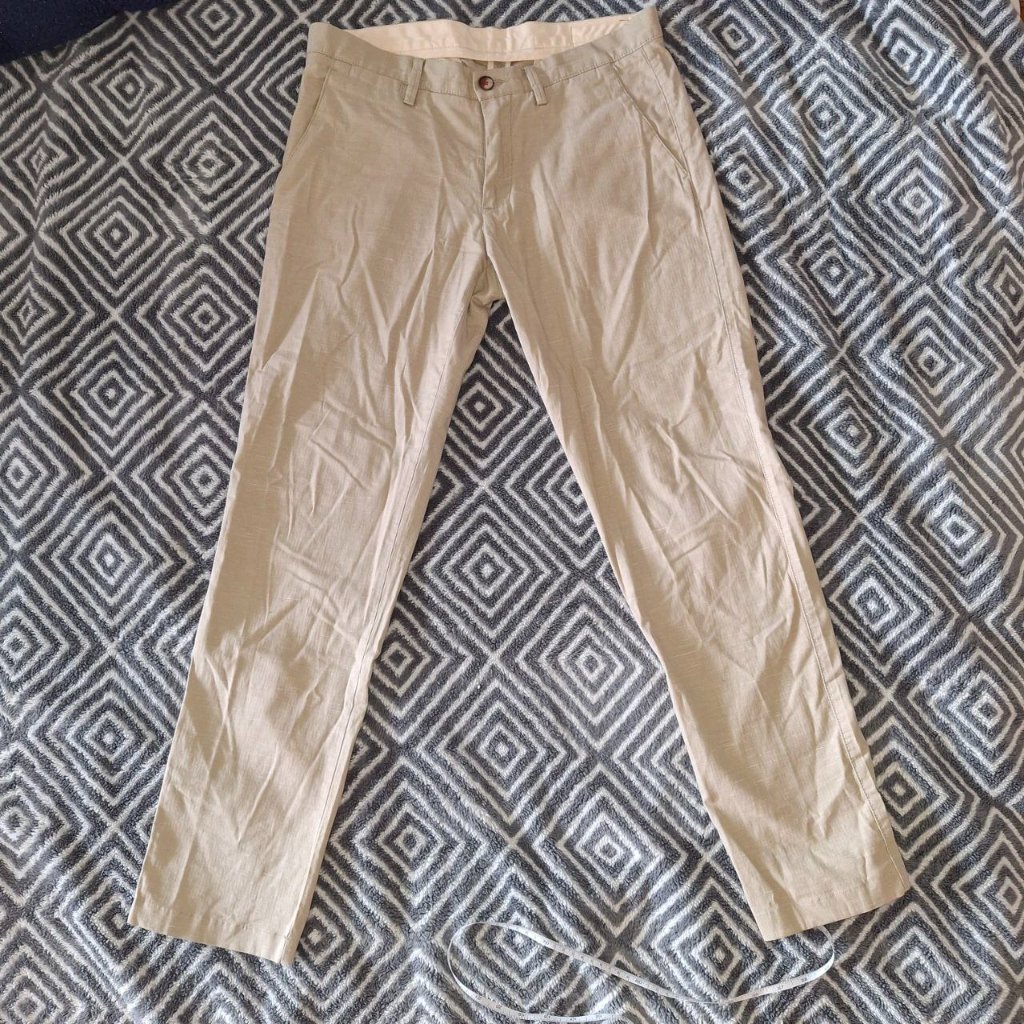 Louis Philippe Authentic Slim Fit Trousers - Light Beige, Size 32